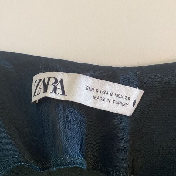 Zara Dark Green Satin Effect Cowl Neck Midi Dress Size Small - Picture 9 of 12